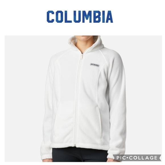 Columbia Women Benton Springs Full Zip Fleece Jacket Off white size M - Picture 1 of 10